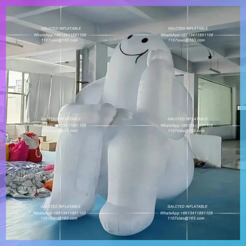 inflatable cartoon man white Factory customize design led light doll for art decoration
