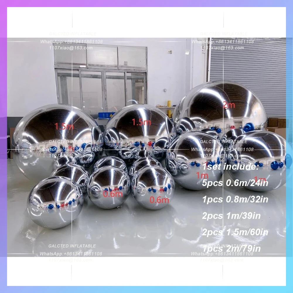 Hanging Disco Mirror Sphere Gold1 Set Silver Inflatable Mirror Ball Giant  Iridescent Reuseable Metallic Balloons For Decoration