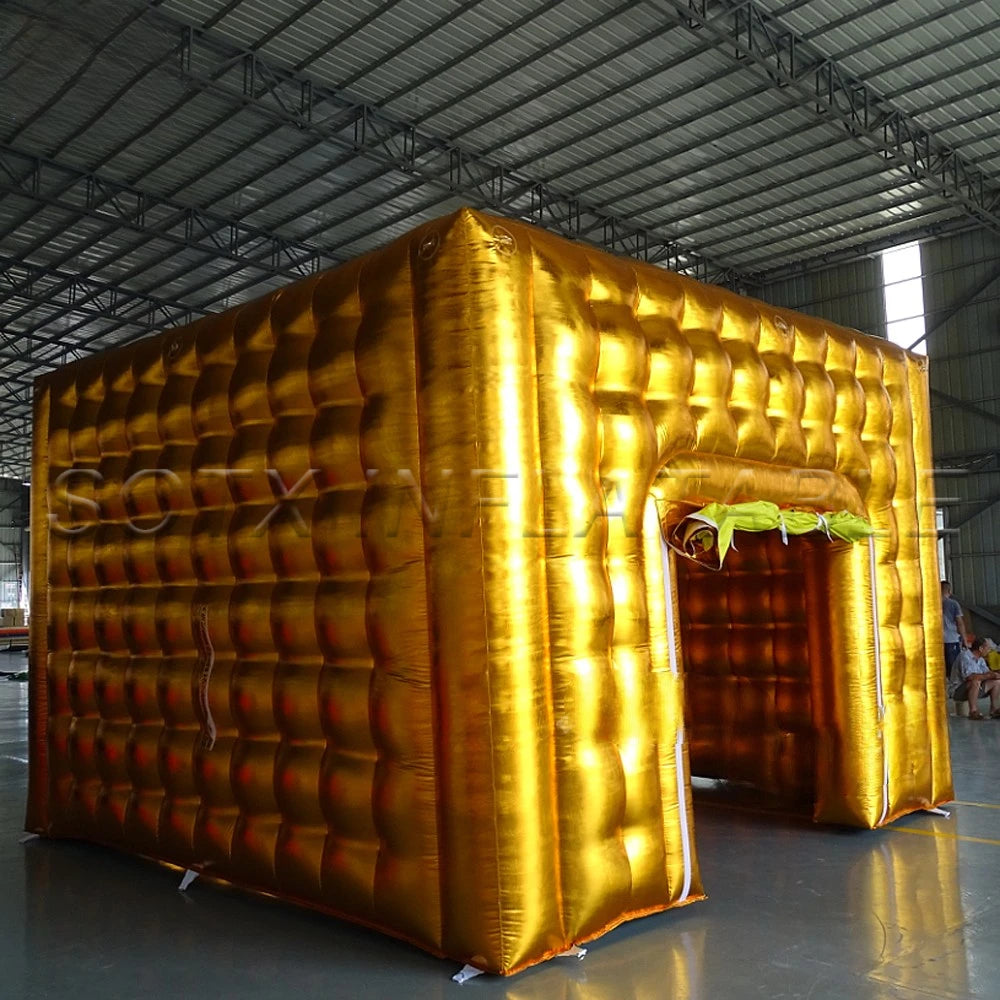 Camping Outdoor Decoration Gaint Customize Gold/Sliver Blow Up Inflatable Cube Tent With Factory Price For Wedding Party Events
