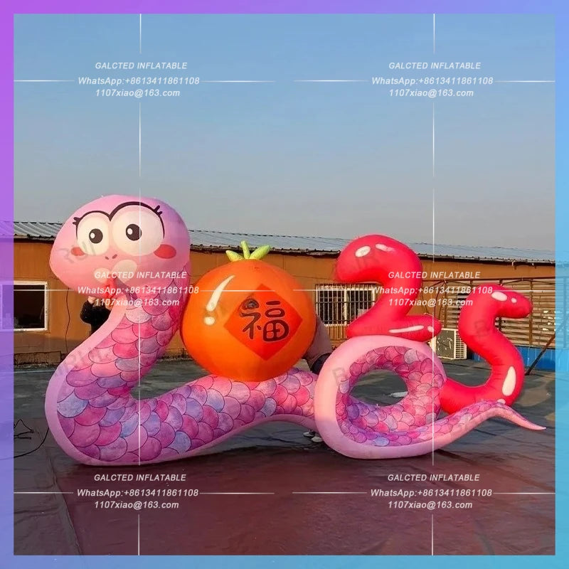 inflatable snake Chinatown festive Chinese new year  cartoon snakes decoration red fortune animal