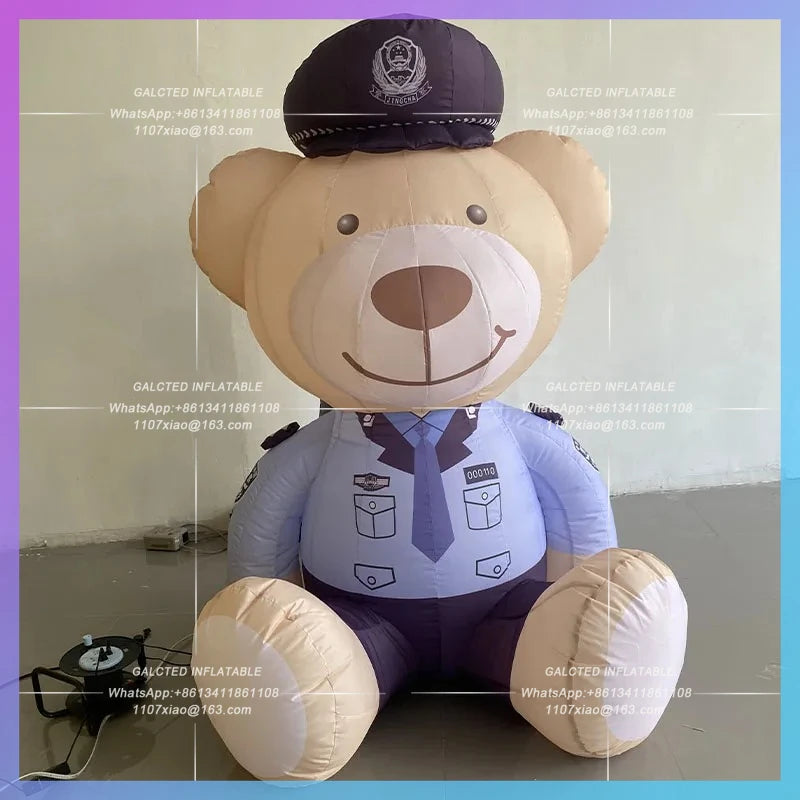 exhibition anti-fraud publicity punch Inflatable cartoon police bear model card drainage photo custom lighting atmosphere props