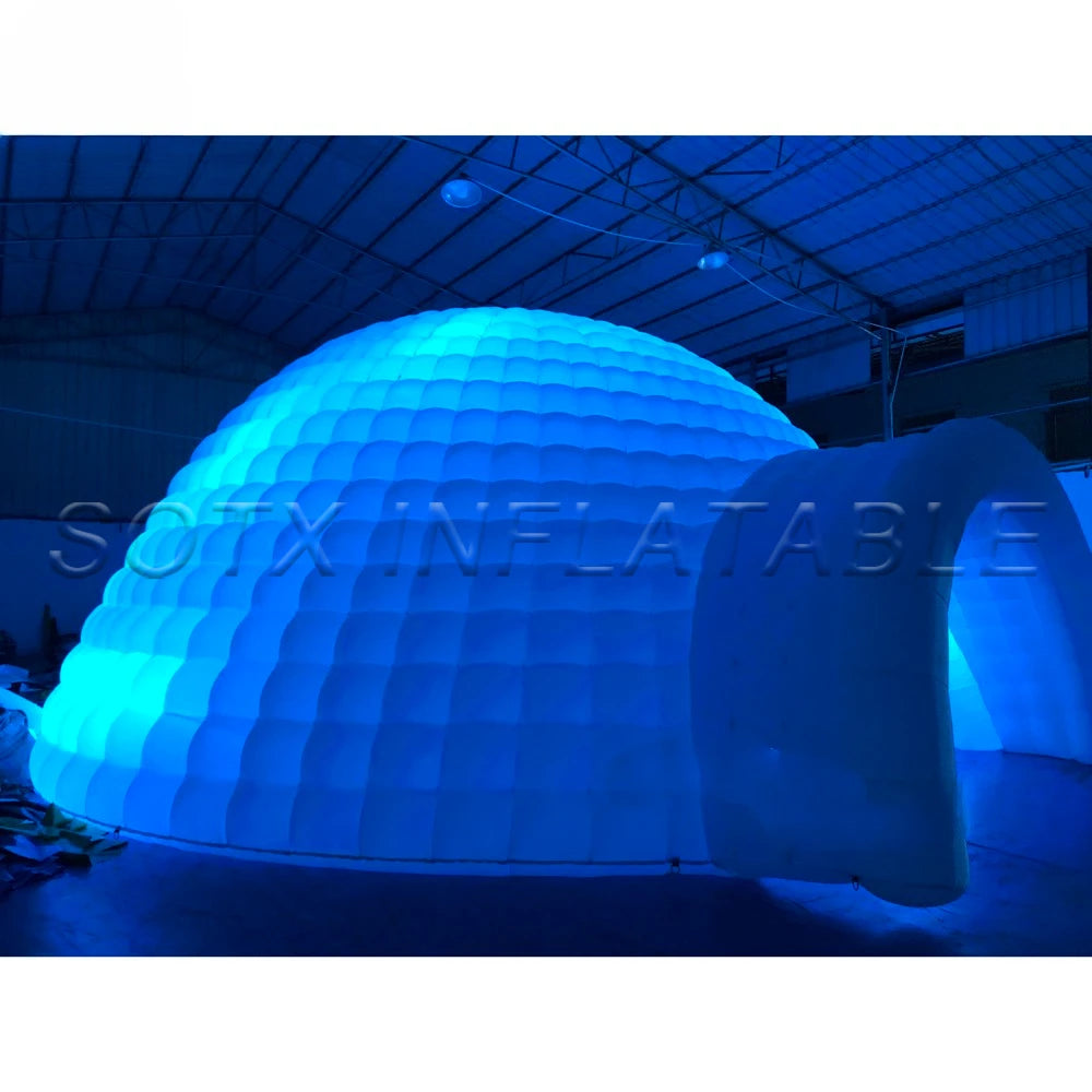 Building Party Rental Customized Giant White Oxford Inflatable Dome Tent With Led Wedding Disco Lawn Marquee Air Igloo Bar Luna