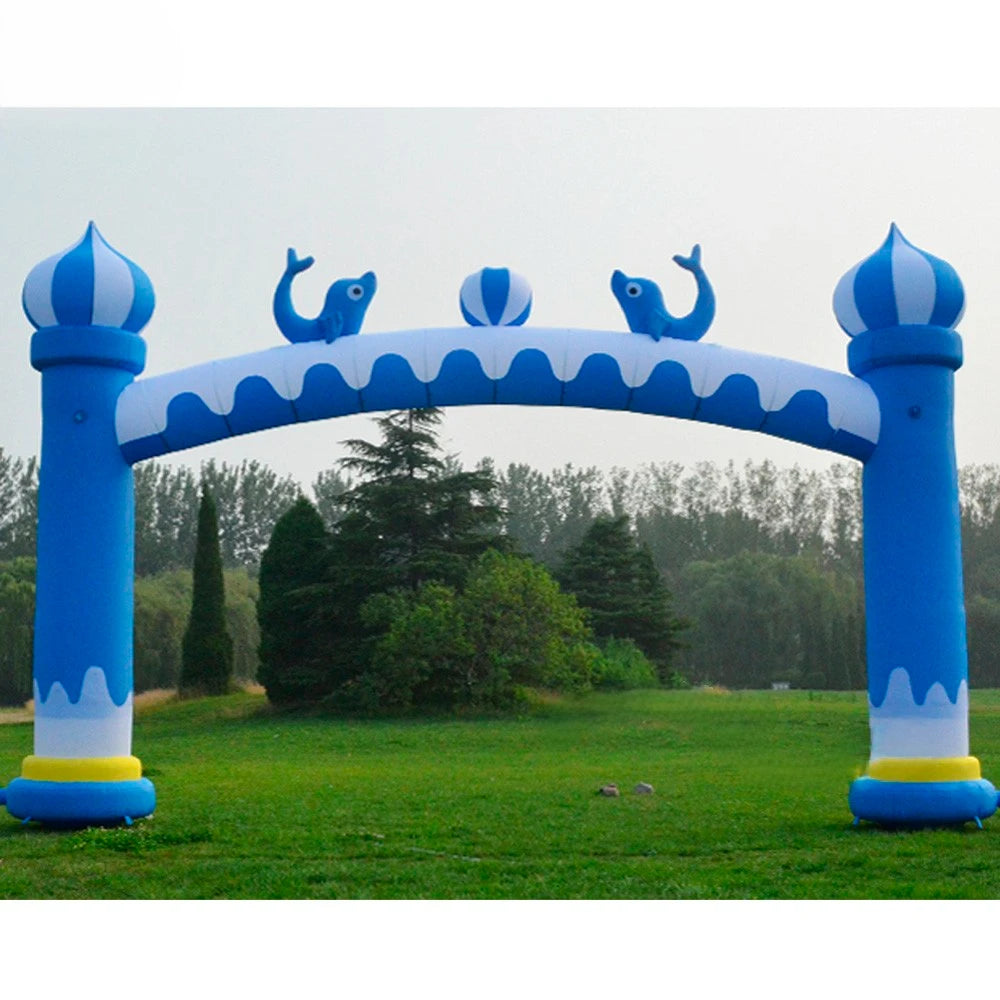 For Kids Party Lovely Design Blue Inflatable Dolphin Arch For Aquarium Theme Entrance Arch Air Door Gate