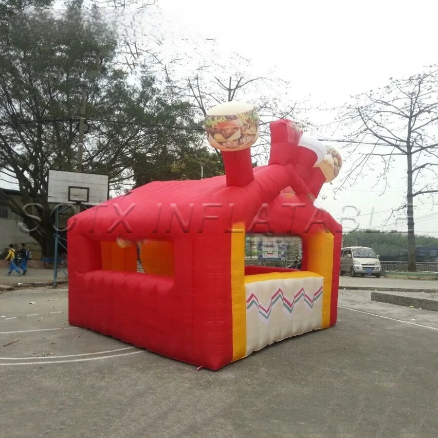 candyfloss promotion Customized full red inflatable carnival treat shop,inflatable concession bar booth with 1 door for