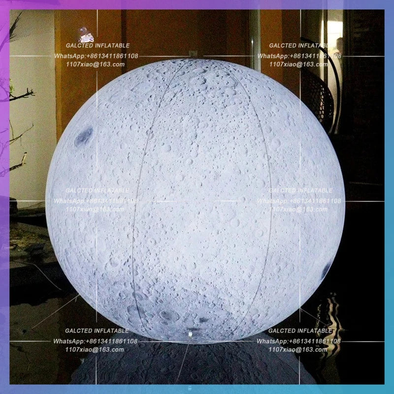 Inflatable Moon With Lighting For Decoration Inflatable Toys Waterproof /PVC Blow Up Airtight Planets For Sale - Toys