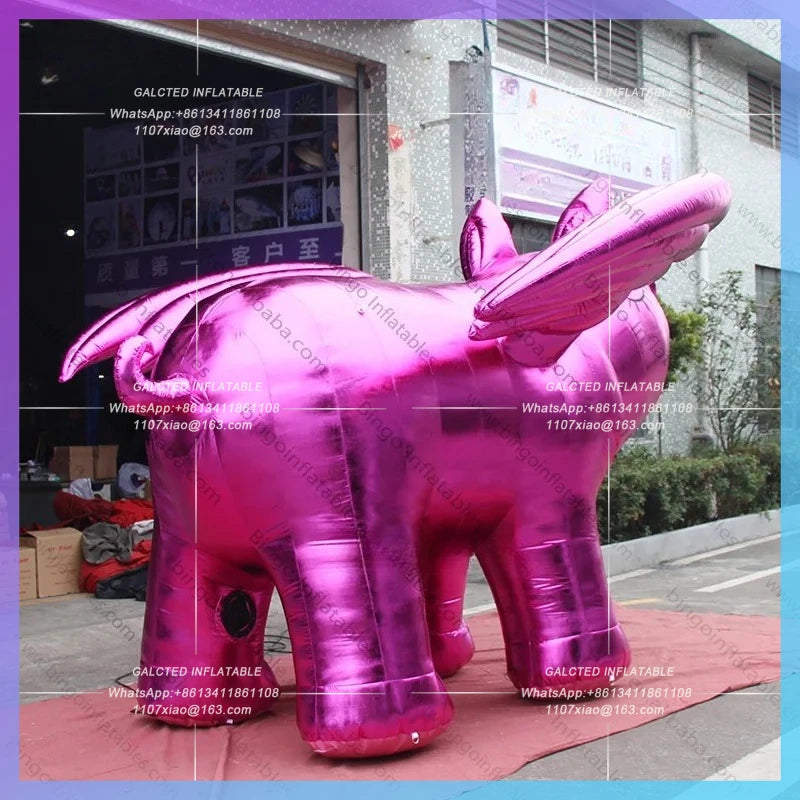 Inflatable Flying Pig with Wings Inflatable Flying Pig Balloon 3.7x3.7x2.5 Meters Rose Gold Giant -Inflatable Toys