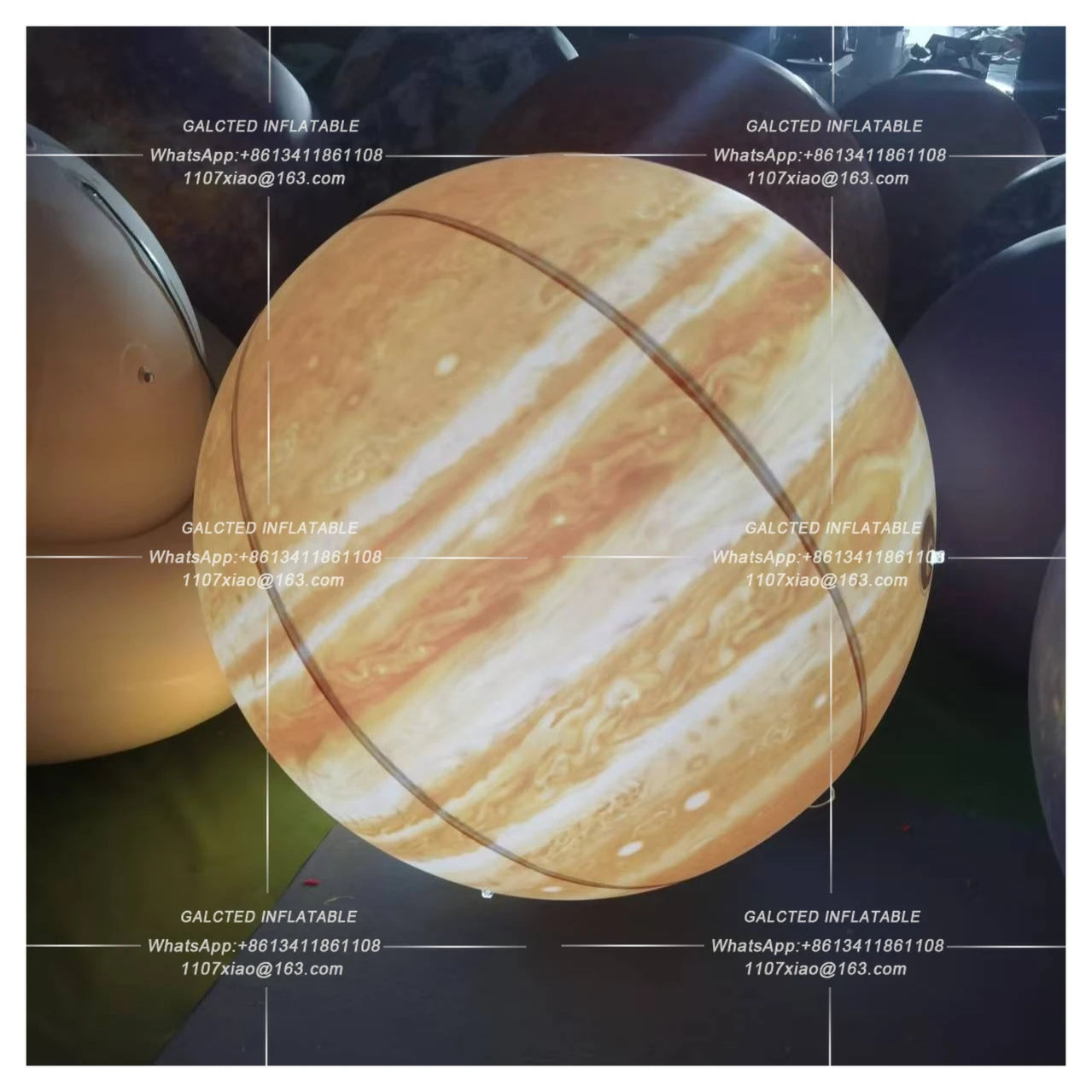 Giant Inflatable Jupiter Ball With LED Lights PVC airtight Planet Balloon Event Party Show Stage Decoration Advertising Hanging