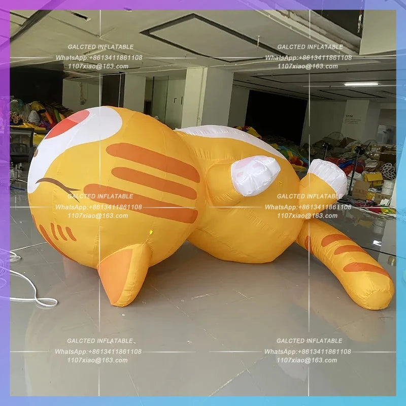 Festival Lucky Cat Mall Outdoor Park Inflatable sleeping Orange Cat Model Cat Pet can be hung bar concert stage lighting ads