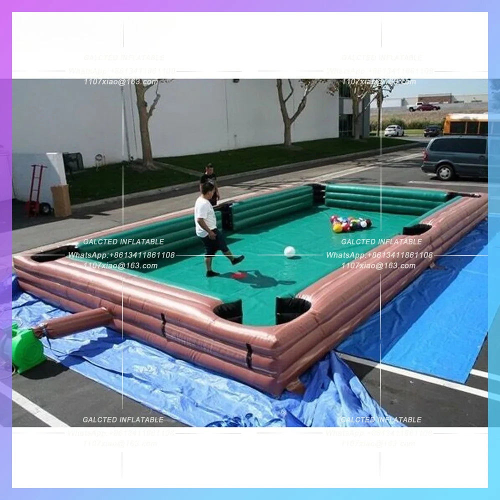 Inflatable Snooker Football Pool Table 9x6m Outdoor  Inflatable Human Soccer Billiards Sports Field For Coporate Events Game