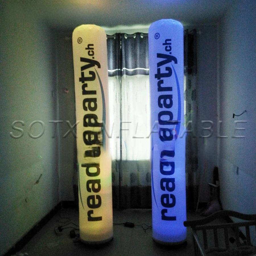 Night for Switzerland Free shipping Coloruful RGB Lighting Inflatable Column with Logo for Advertising Event in