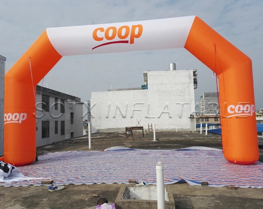 banner for Advertising Custom-made orange gantry structure beautiful event inflatables arch with removable FINISH and START