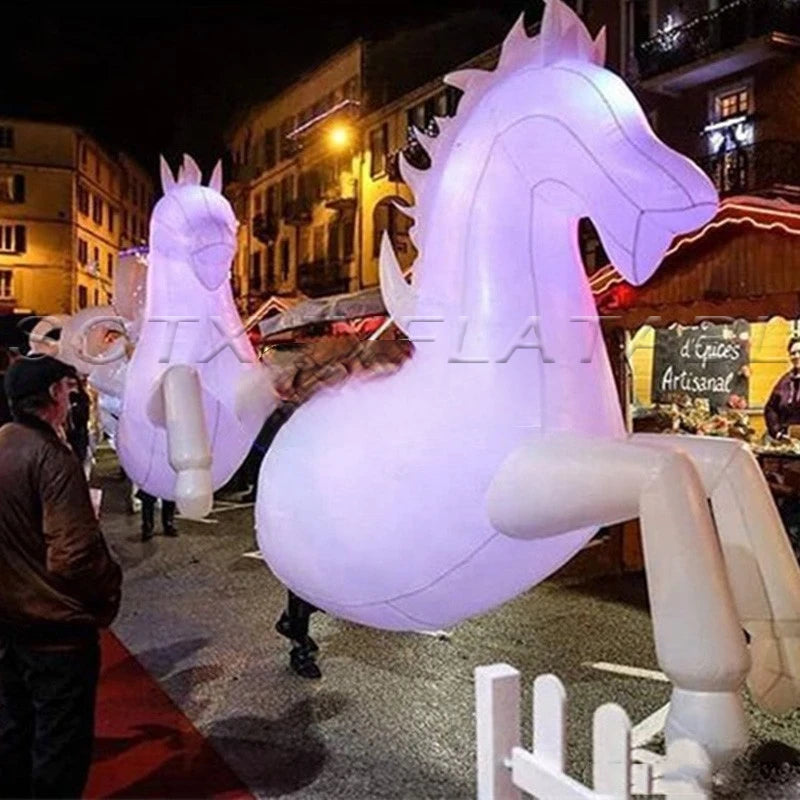 party decoration 4pcs most popular walkable inflatable horse costumes with LED giant animal mascot costume for parade festival