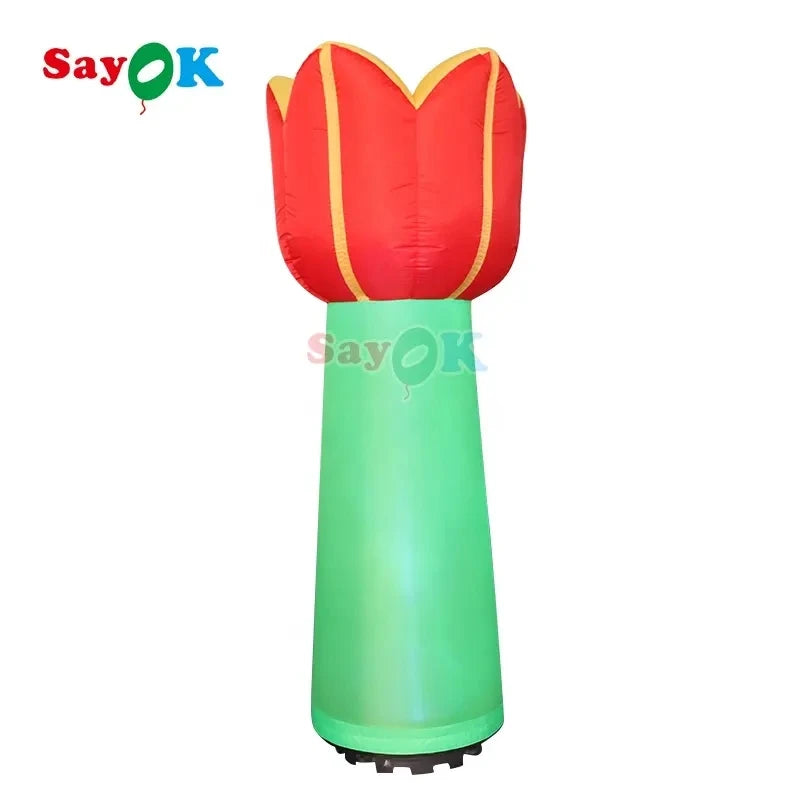 Park Events Advertising Giant Inflatable Flower Ground Decoration Inflatable Blossom Flower Model with Blower for Theme