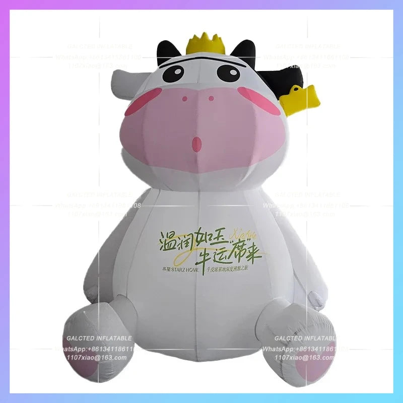 inflatable cow giant customize oxford Mall advertising decoration white waterproof material cartoon animal cattle