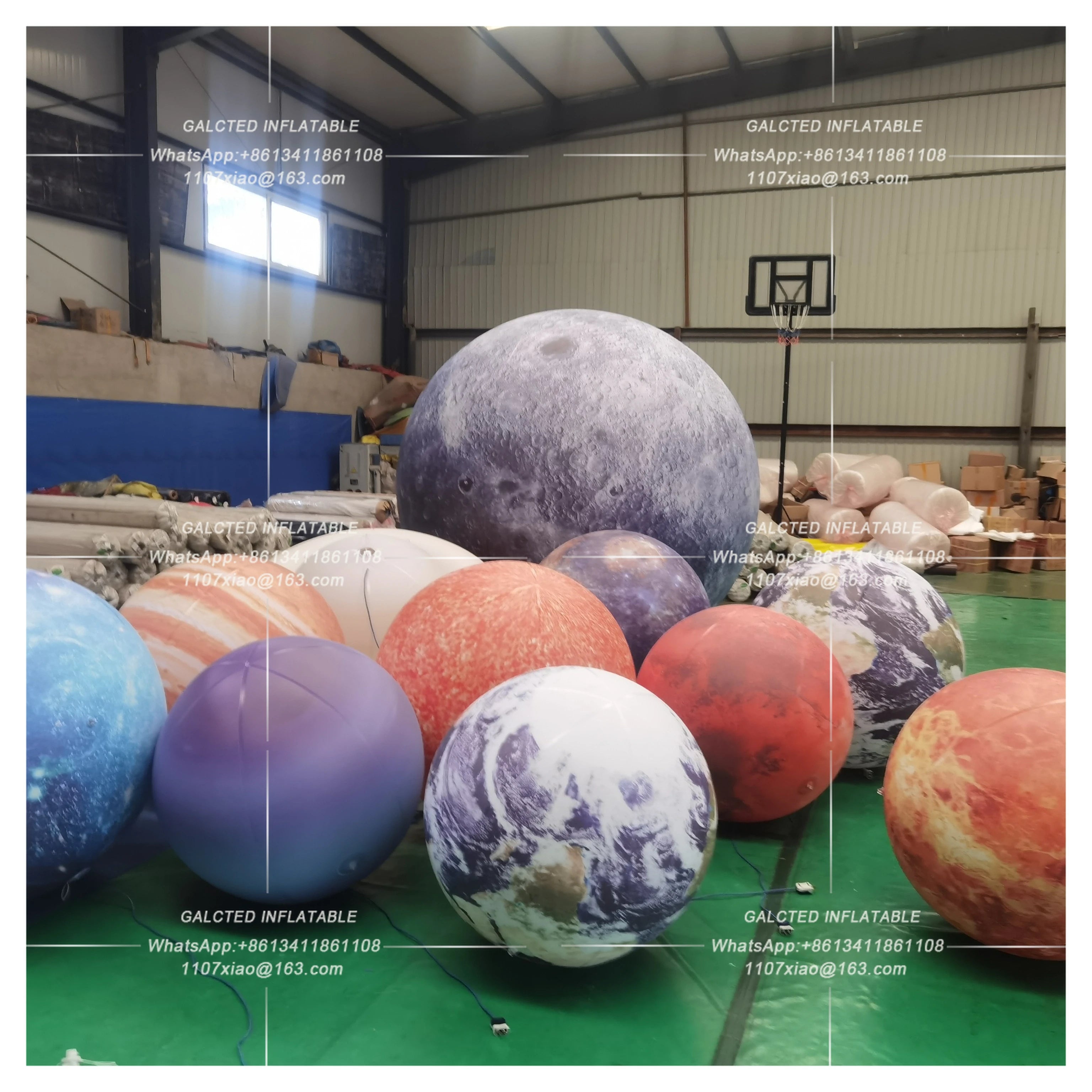 Giant Inflatable Neptune Ball With LED Lights PVC airtight Planet Balloon Event Party Show Stage Decoration Advertising Hanging