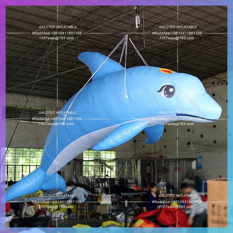 Inflatable Dolphin Party Games Giant Inflatable Dolphin 13Ft Digital Print Blue  Inflatable for Decoration Toys