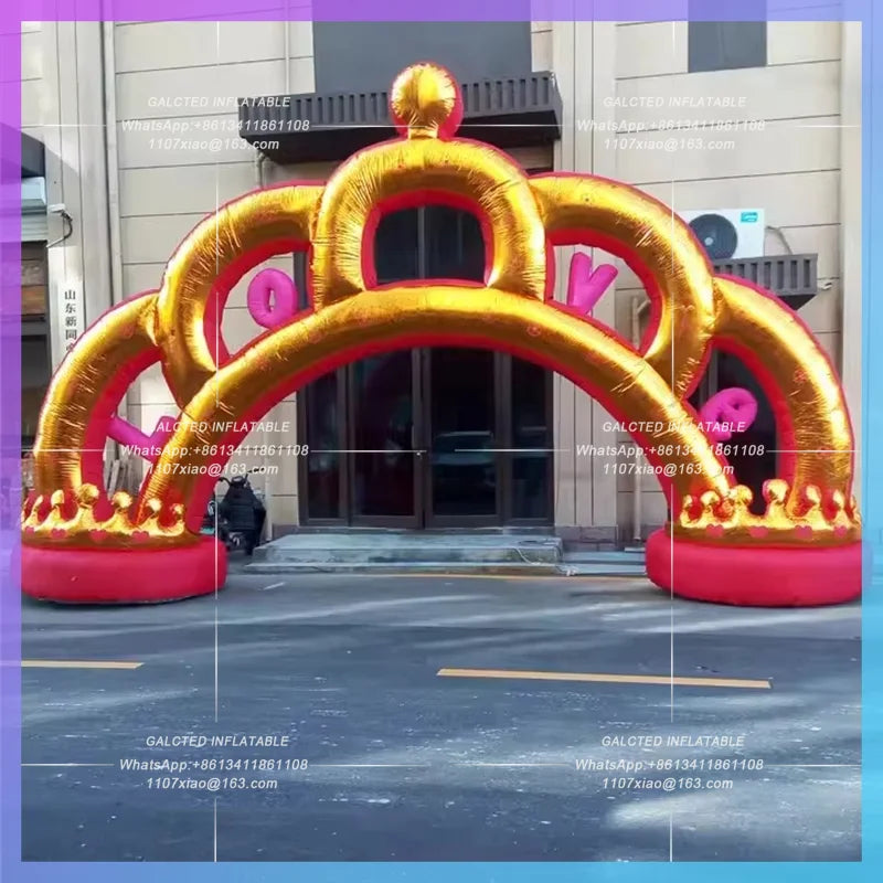 golden round inflatable wedding outdoor silvery Customized  entrance arches circus inflatable crown arch for party decoration