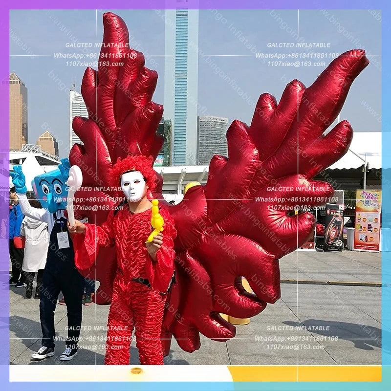 Inflatable Wings Costume for Promotion Free Shipping 2X2 M Red Inflatable Angel Wings  Vivid Butterfly Wings Clothing Stage Toys