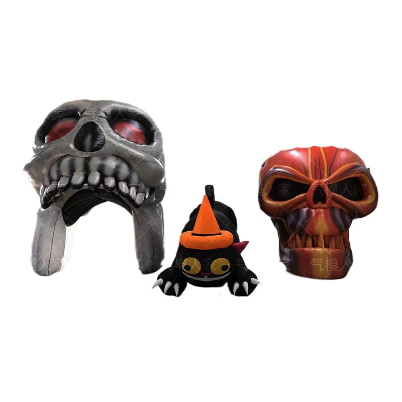 Customizable Inflatable Skull with Horns - Halloween Decoration for Events, Bars, and Nightclubs