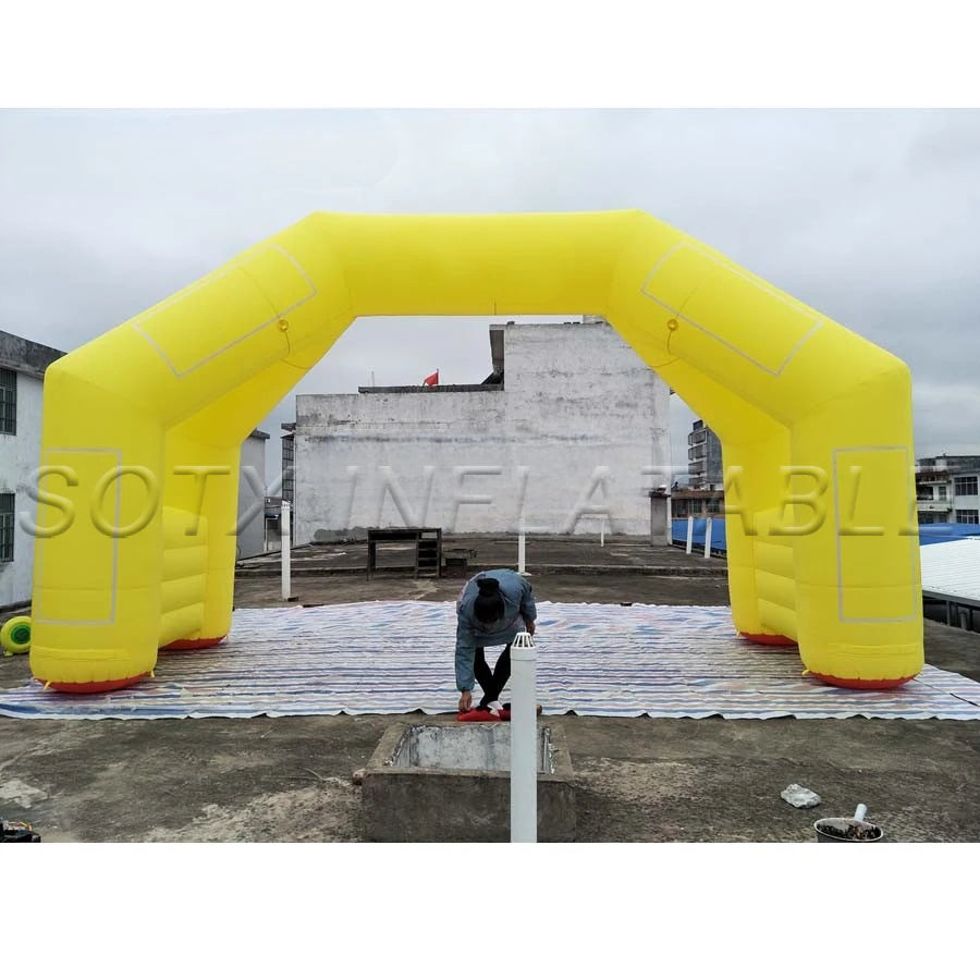 Attachable Banners Wonderful Yellow Portable Inflatable Arch for Sports Finish Start Line with