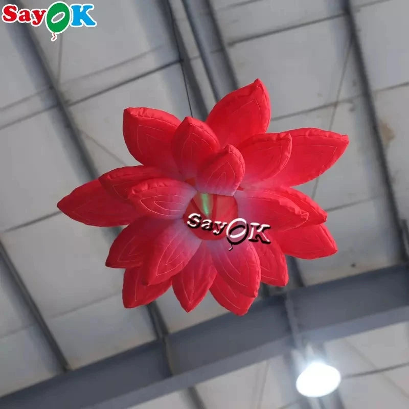 Large Inflatable Hanging Flower Decorations Inflatable Flower Model with Remote Controller for Ceiling Bar Advertising