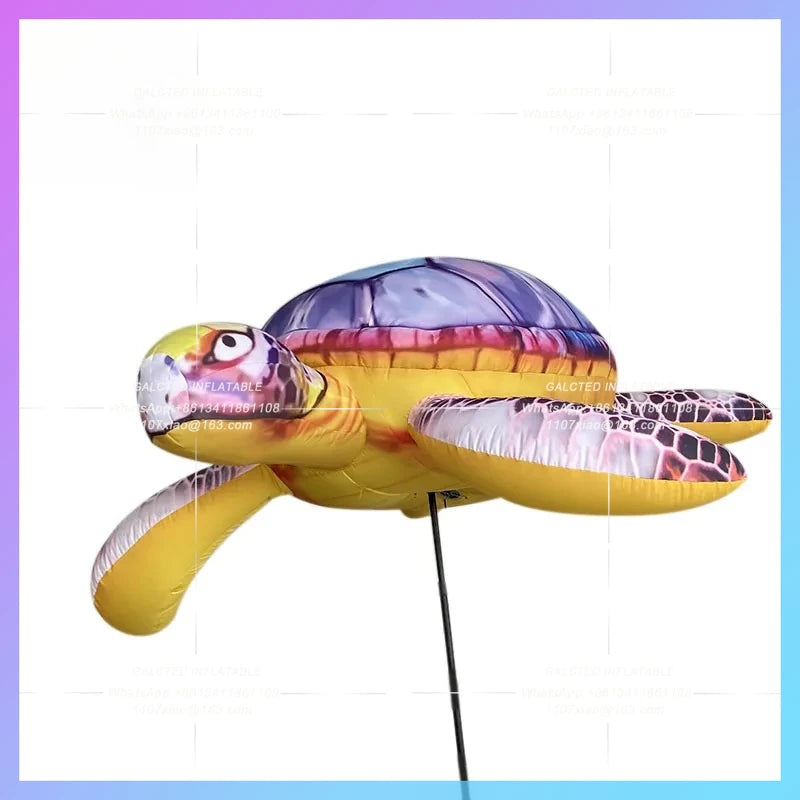 man carries the Money Receipt Fund Ocean The inflatable sea turtle model Park Bar boss walking patrol field interactive prop