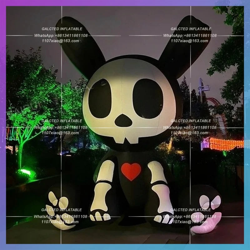 rabbits halloween animal decoration Giant scary inflatable rabbit cartoon black prop terror city rabbit air model