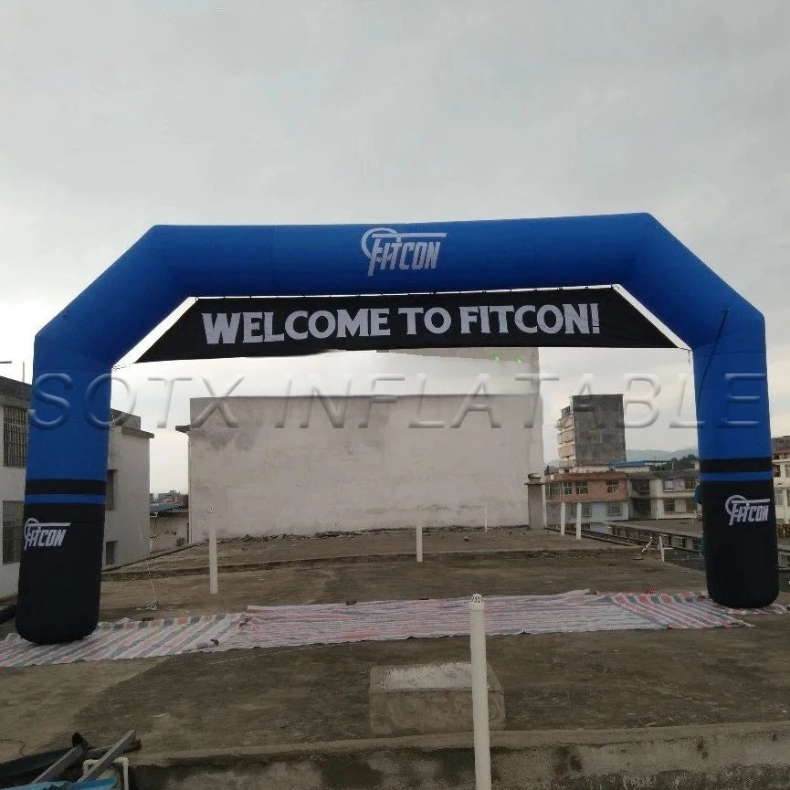 Remove Banner Customized Blue and Black Inflatable Sport Arch Start Finish Line for Racing with