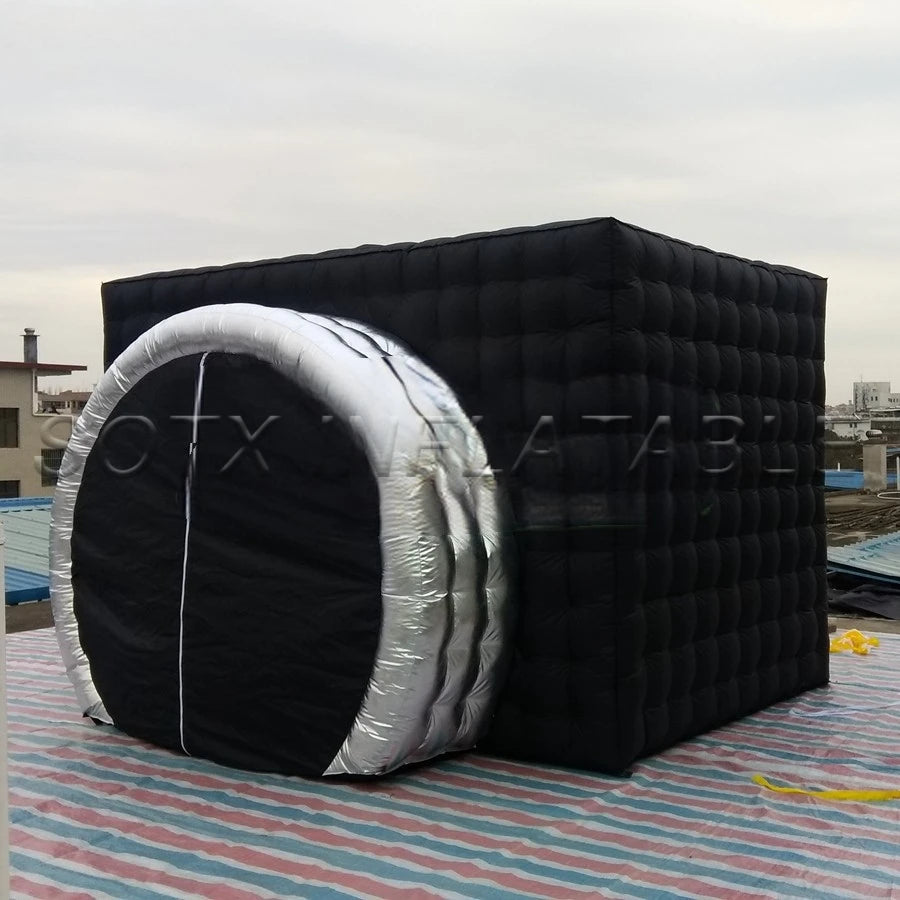 with free Blower 2023 New Design Camera Shaped Photo Booth with Led Inflatable Photo Canopy Photo Backdrop