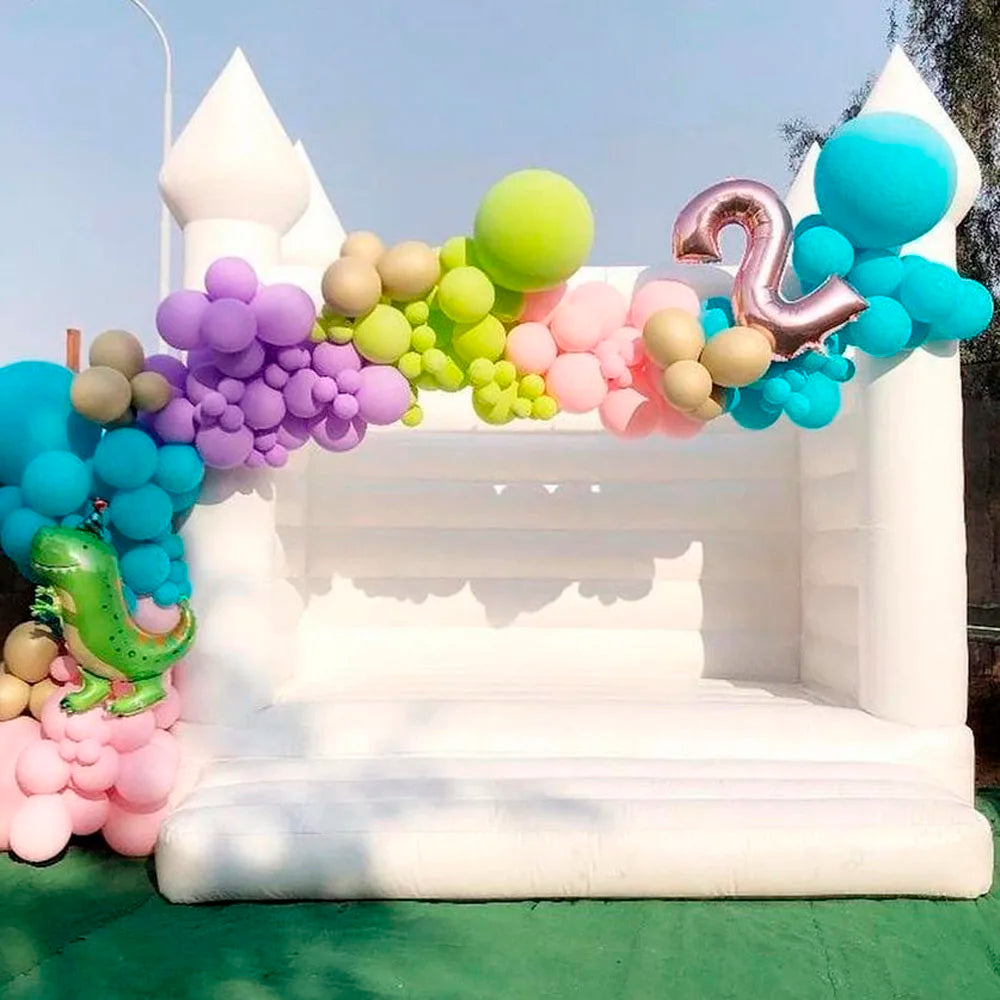 For Kids Birthday Party Gorgeous Inflatable White Commercial Bounce House Pvc Bouncy Castle Jumper Wedding Bouncer Trampolines