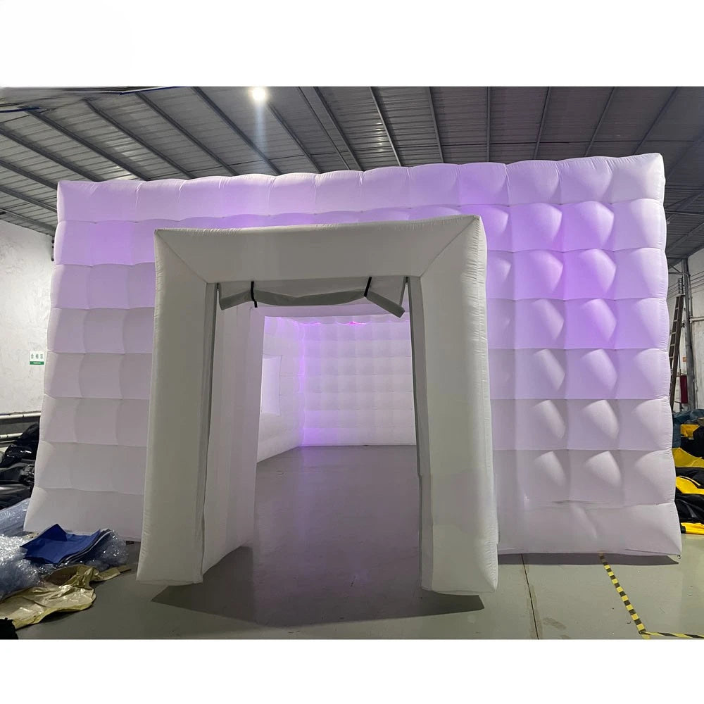 Outdoor Portable House Large White Black Air Inflatable Cube Tent With Led Lights And Windows For Wedding Party Nightclub Giant