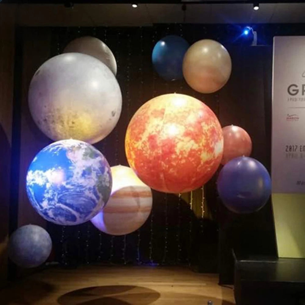 Party Decoration Airtight Giant Inflatable Moon Earth Balls LED Planet Balloons 9 Solar System Sun Jupiter Saturn Mars Venus For