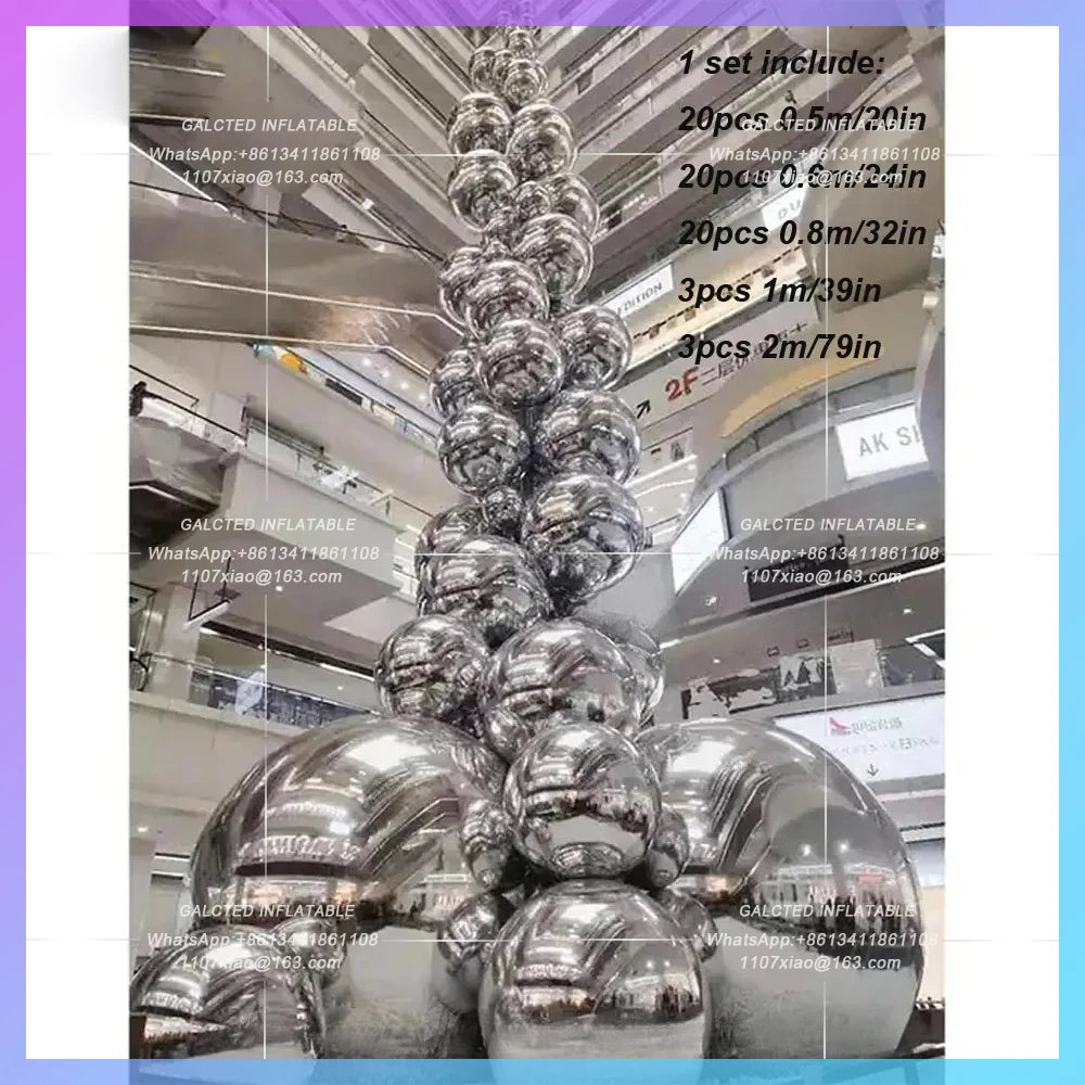 Hanging Disco Mirror Sphere Gold1 Set Silver Inflatable Mirror Ball Giant  Iridescent Reuseable Metallic Balloons For Decoration