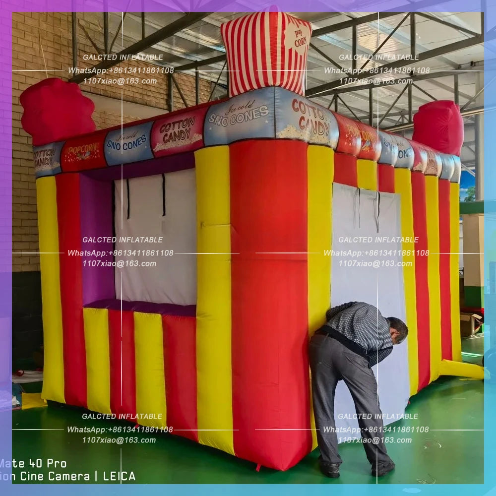 inflatable carnival treat shop Oxford 3meters  with foldable curtain concession stand fast food cabin booth ticket stall