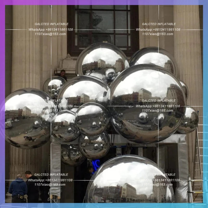 Inflatable Mirror Ball Air-Blown  0.5-3m DiametersSealed Silver Reflective Balloons Toys For Event/Party Decorations-toys