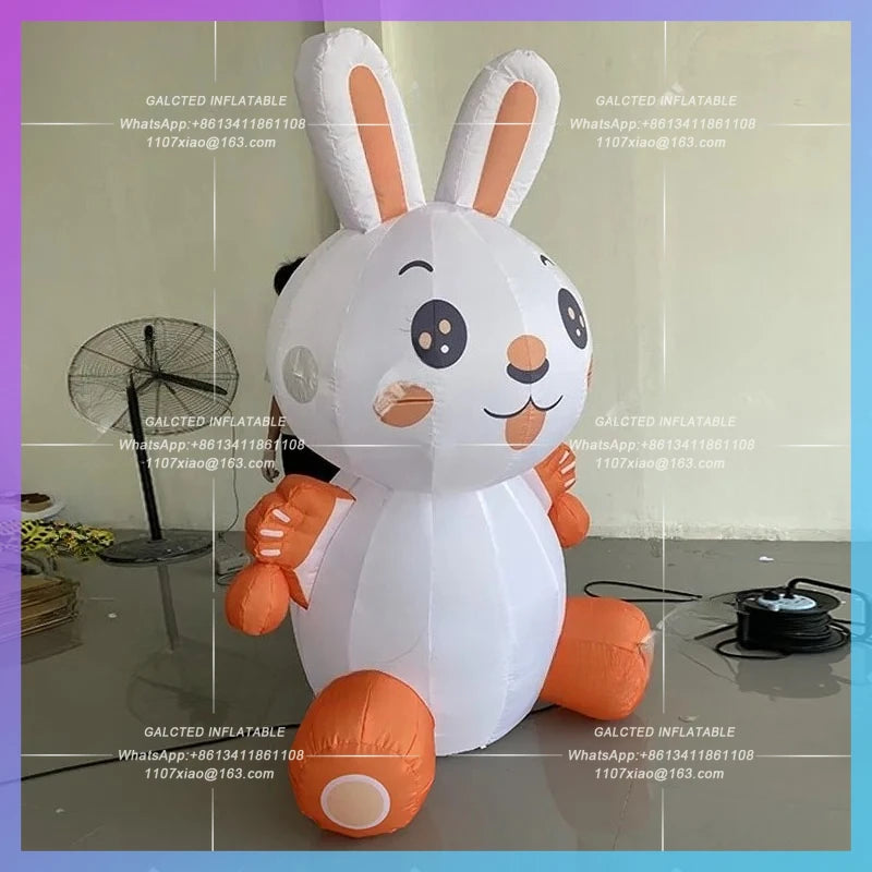 small orange wings custom-made Inflatable cartoon rabbit model with mid-autumn Festival market lighting props
