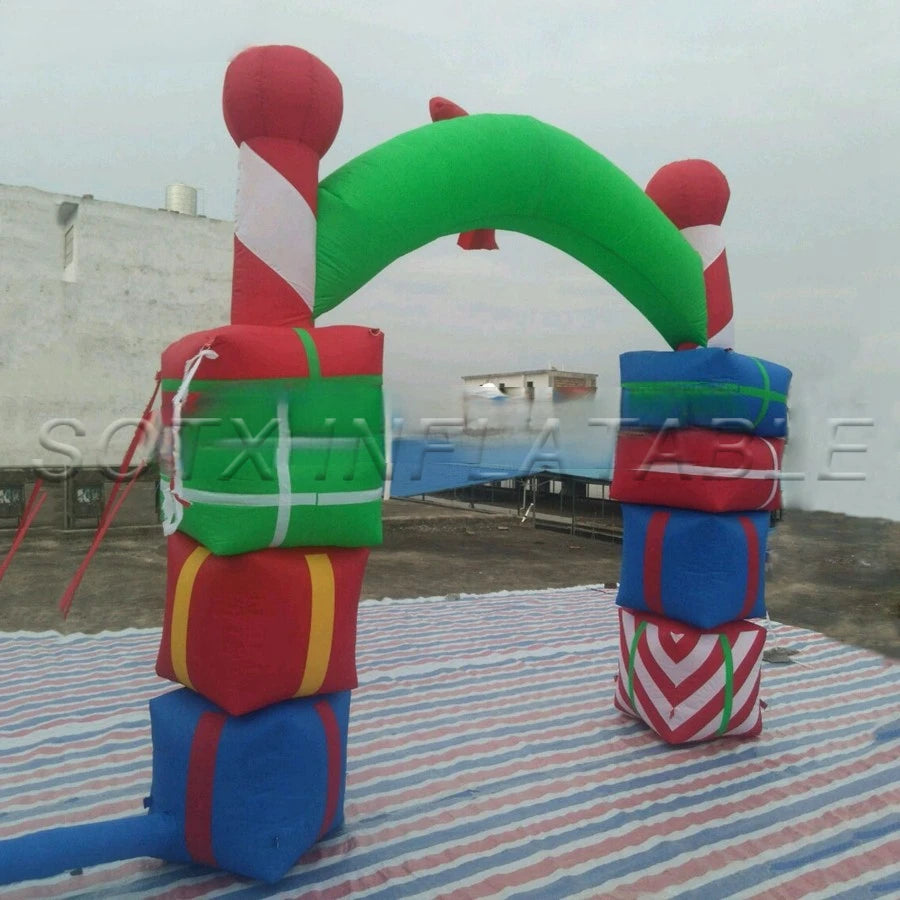 Outdoor Indoor Party On Sale Brand New Free Fans Christmas Giant Inflatable Arch With Gift Boxes For Decoration X-mas Holiday