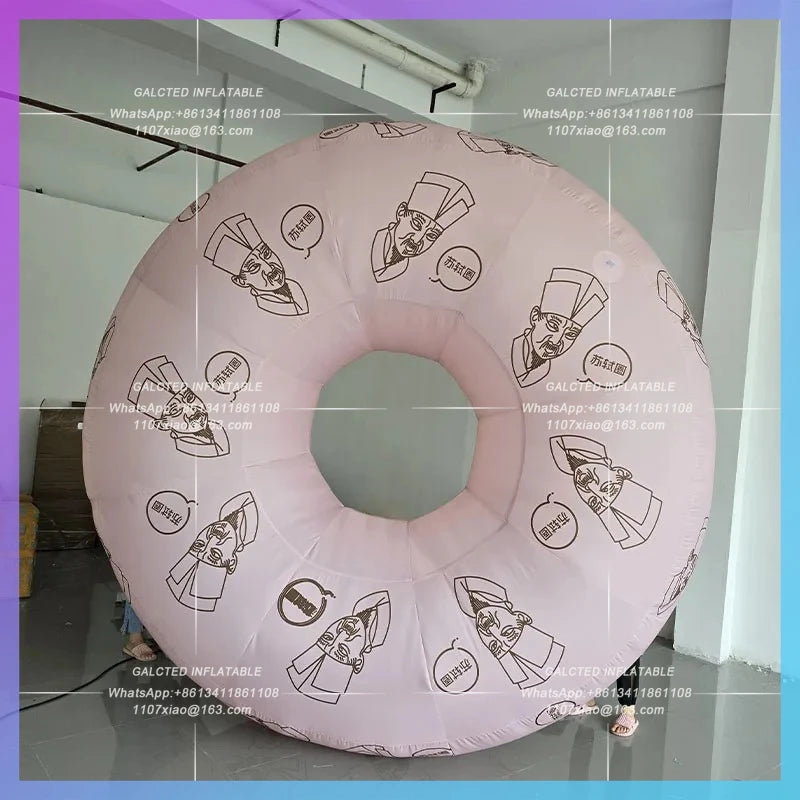 custom pattern doodle sign to interactive Inflatable ring model can change color photo wall lighting enterprise activity layout