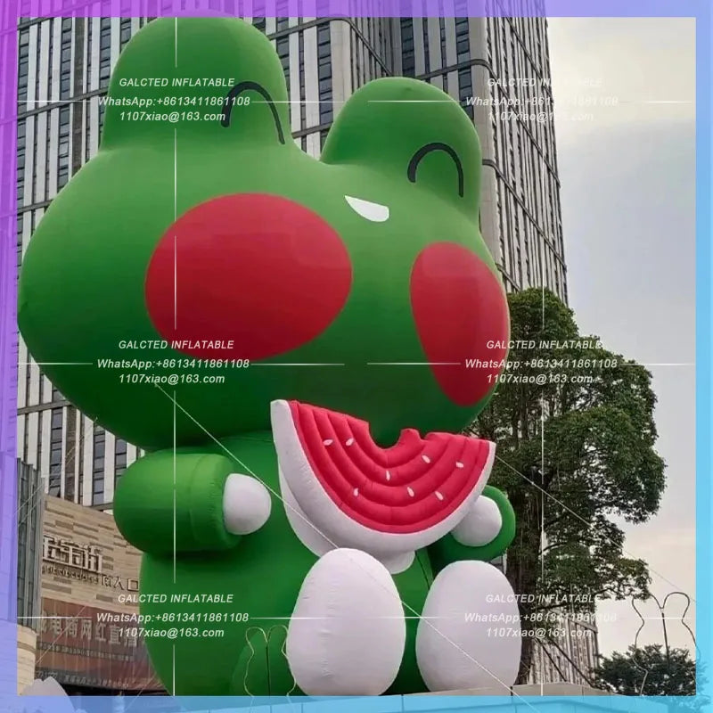 summer theme custom Inflatable watermelon frog air model IP Camping Farm Bazaar bar stage interactive lighting props