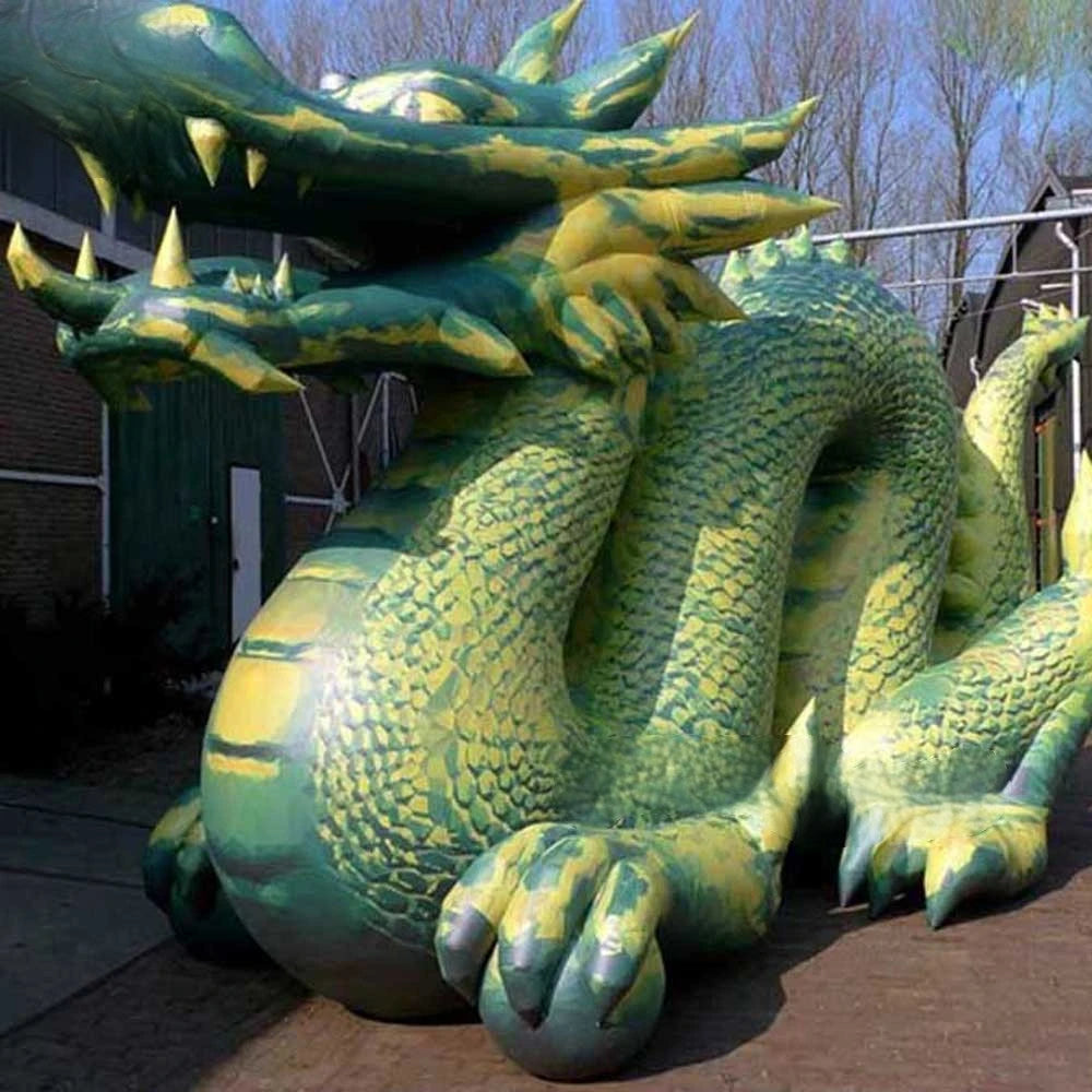 Model For Holiday Decoration 10m Green Giant Inflatable Wood Dragon Traditional Inflatable Chinese Dragon Cartoon Mascot