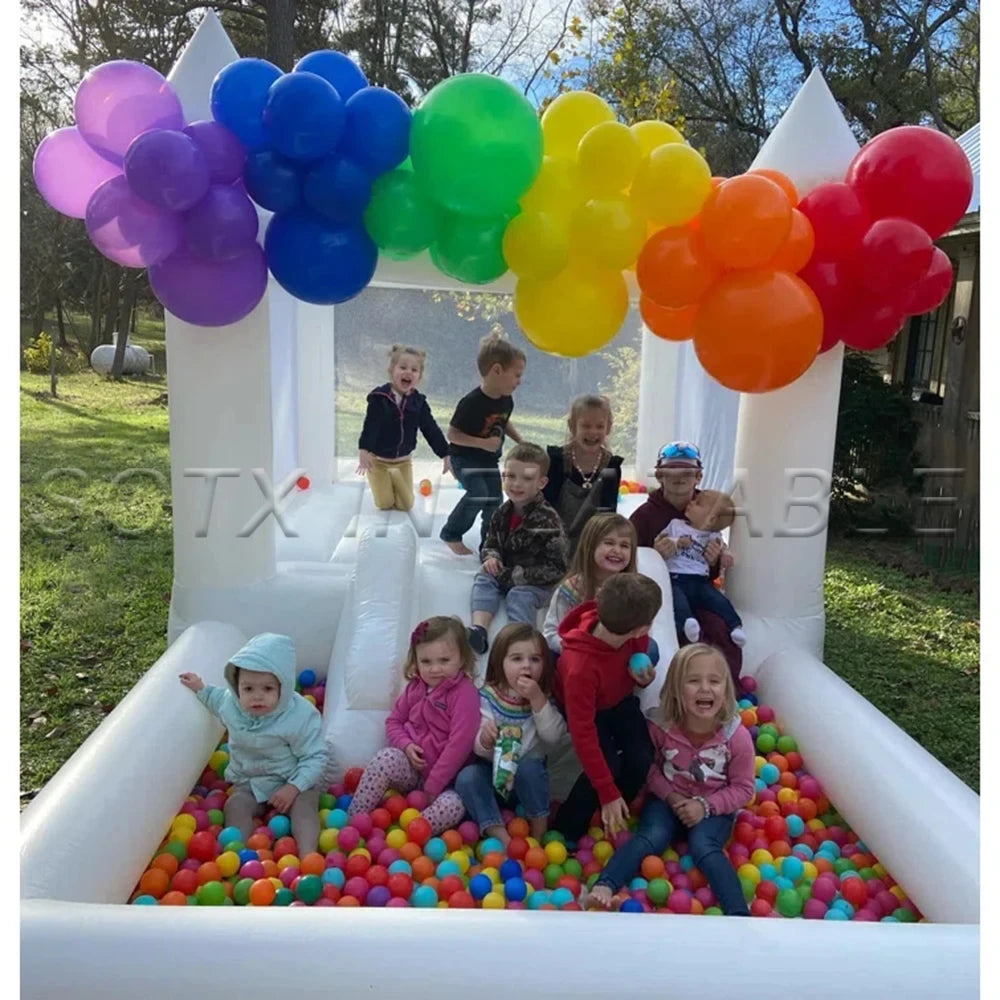 To Door Include Blower 13x8x8ft White Bounce House For Soft Play Rental Mini Bouncy Castle 8x8ft Free Shipping