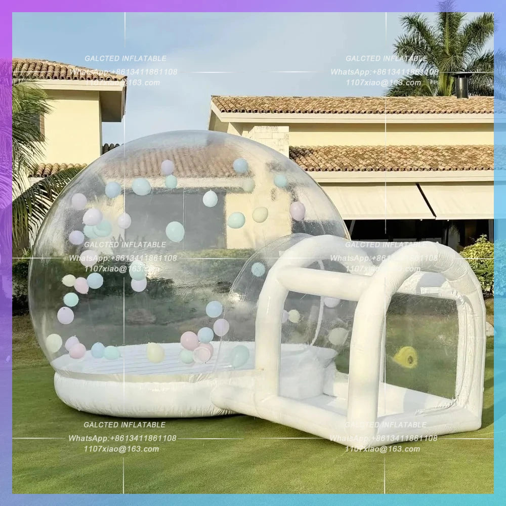 White Castle Jumping Trampoline 10FT Inflatable Bubble Balloon House Commercial PVC  Bubble Balloon Tent for Kids,Toddler