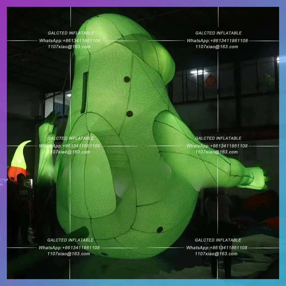 Inflatable Slimer Ghost With Led Lights Outdoor Halloween Blower Inflatable Green Monster Blow Up Devil For Festival Decoration