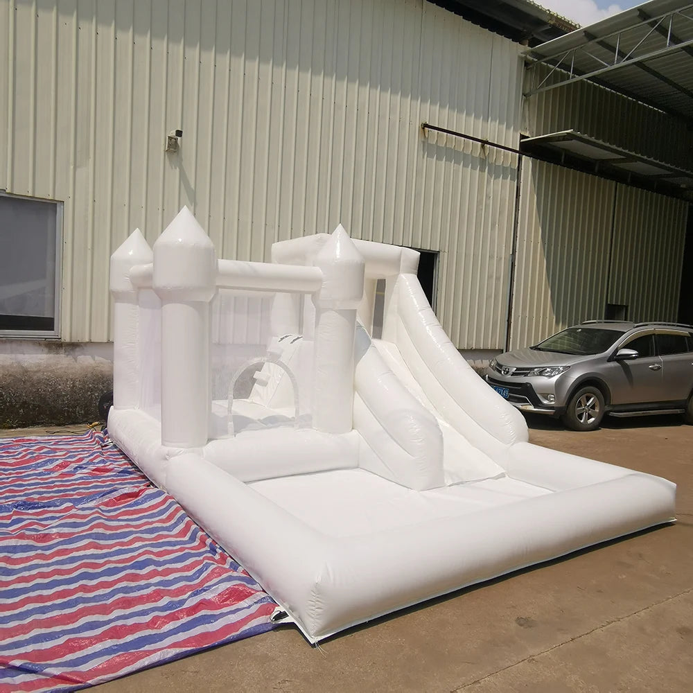 ouse for fun toys Love pink jumper Inflatable Wedding White Bounce Castle With slide Jumping Bed Bouncy castle pink bouncer
