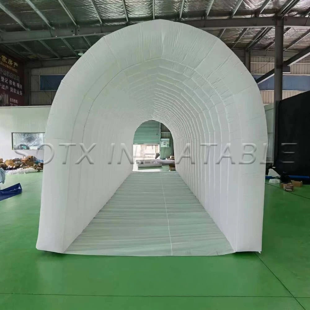 For Events Party Sale Customized 8m Long Giant White Inflatable Tunnel Tent With Colorful Led Lights Blow Up Winter Igloo Dome