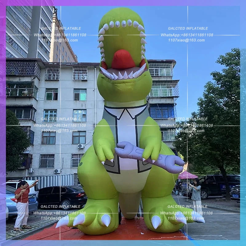 artificial dress take Spanner Tyrannosaurus Inflatable green dinosaur model cartoon  rex children's playground embellishment