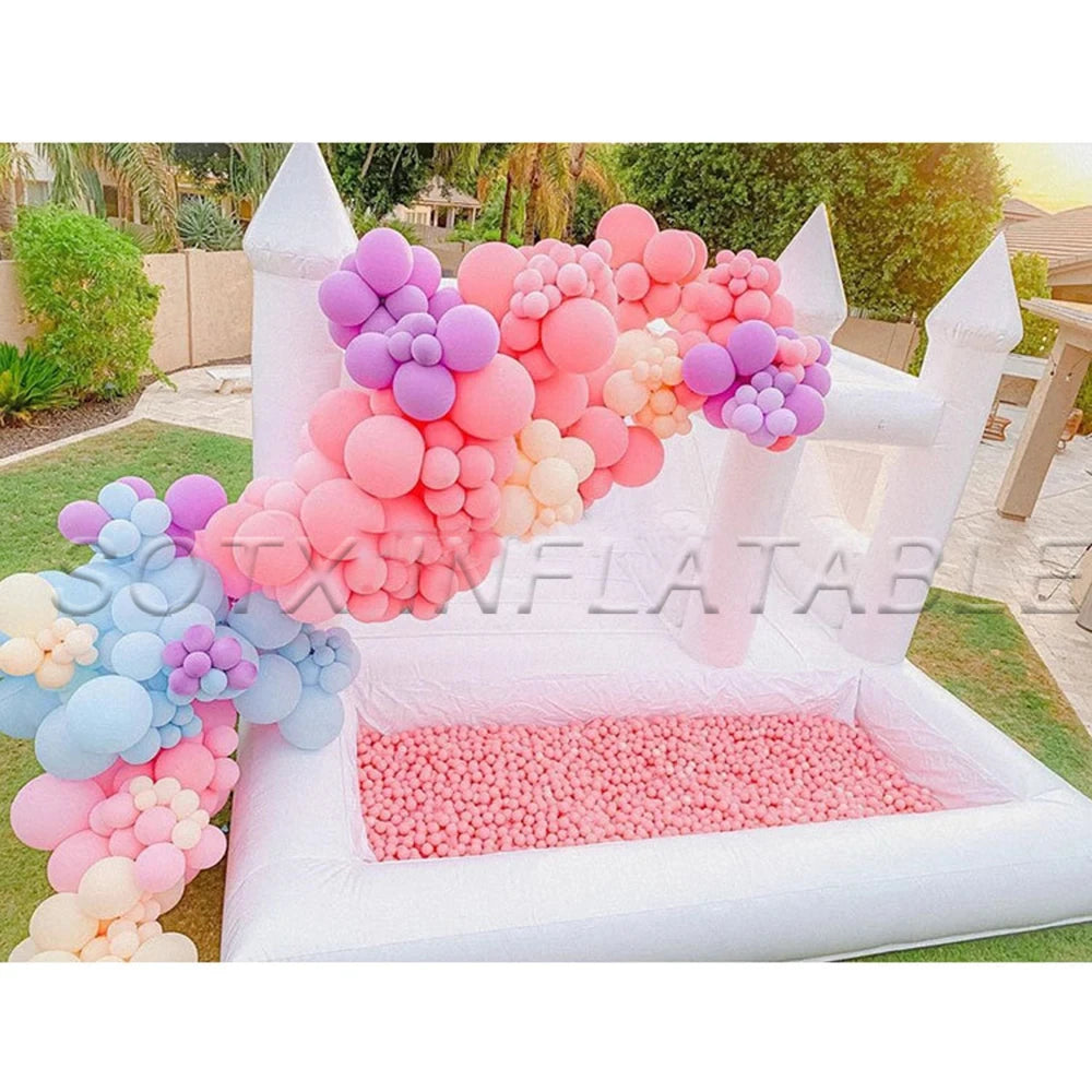 pink bouncer House PVC jumper Inflatable Wedding White Bounce combo Castle With slide and ball pit Jumping Bed Bouncy castle