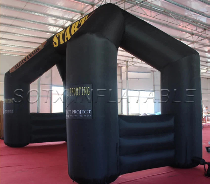 Arch with Logo 8x5m Free Standing Giant Event Inflatable Gantry Outdoor Black Inflatable Start Line