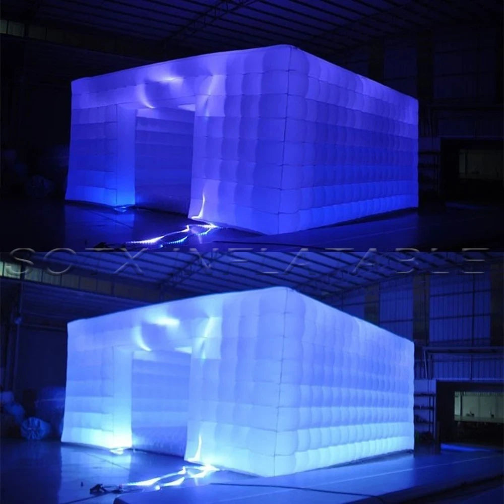 or Trade Show Outdoor White Portable Inflatable Square Tent Marquee with LED changing light /Inflatable cube Tent for Party