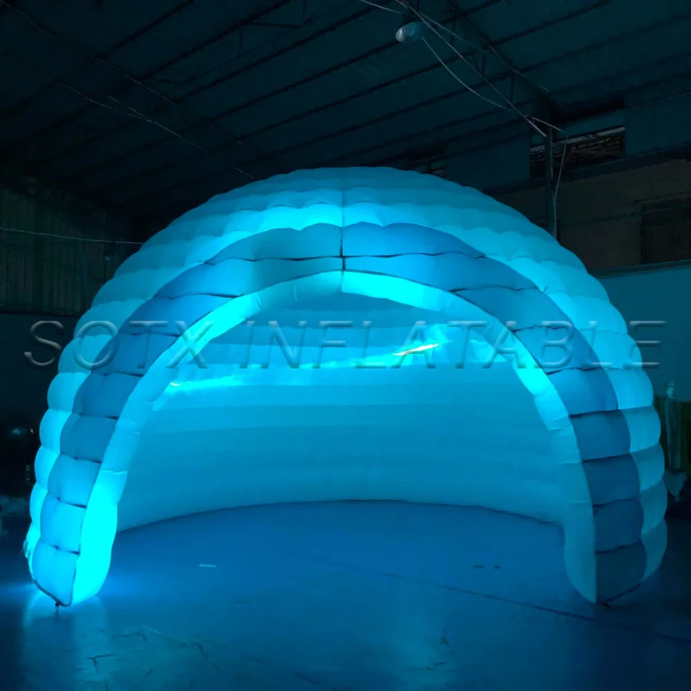 Exhibition Business Inflatable Igloo Dome Tent 5Md LED Lighting With Air Blower White Structure Workshop For Event Party Wedding